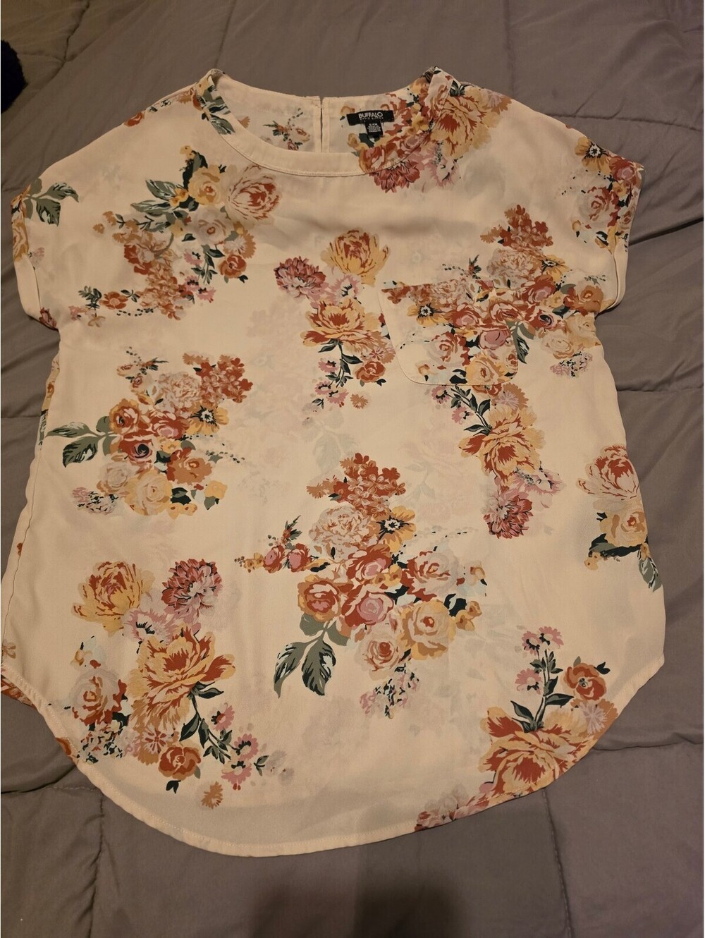 Buffalo David Bitton Women's Floral Short Sleeve Blouse Size S